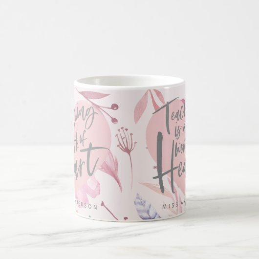 Geschenk des Lehrers Aquarellherz Kaffeetasse (Mittel)