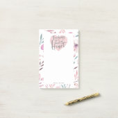 Geschenk des Lehrers Aquarellherz Post-it Klebezettel (Auf Schreibtisch)