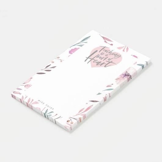 Geschenk des Lehrers Aquarellherz Post-it Klebezettel (angewinkelt)