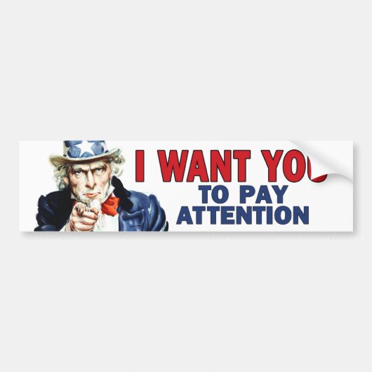 Geschenk des Lehrers - Onkel Sam sagt PAY AUFMERKS Autoaufkleber (Vorne)