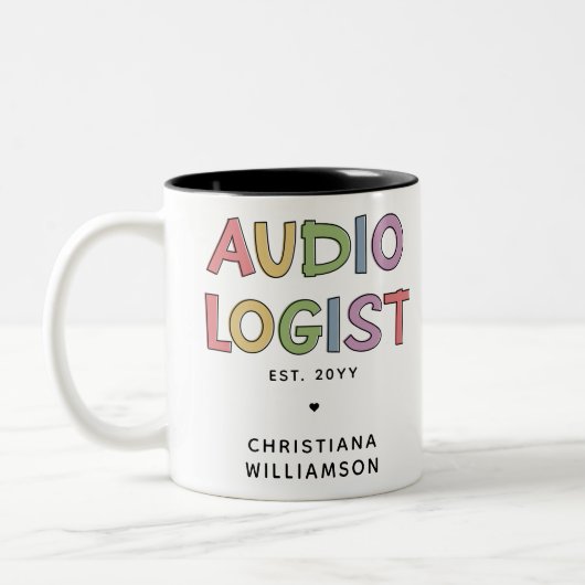 Geschenk des personalisierten Audiologen Audiology Zweifarbige Tasse (Links)