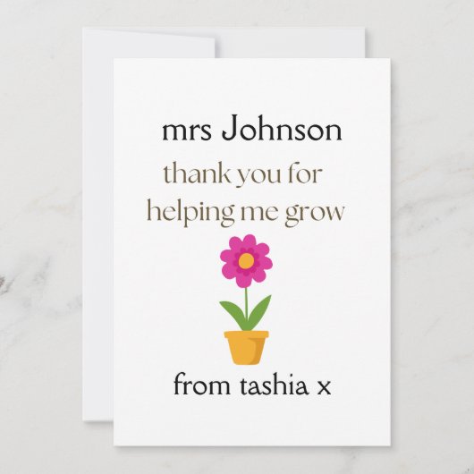 Geschenk des personalisierten Lehrers, Geschenk de Dankeskarte (Vorderseite)