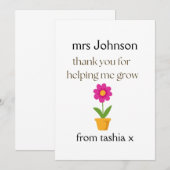 Geschenk des personalisierten Lehrers, Geschenk de Dankeskarte (Vorne/Hinten)