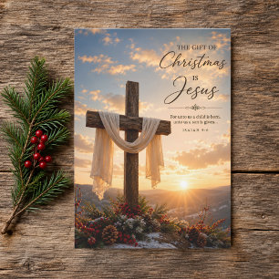 Geschenk des Weihnachtsfestes ist Jesus Kreuz Chri Feiertagskarte