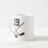 Geschenk Eis-Hockey-Spieler-Jersey-Zahl-19 Kaffeetasse (Vorderseite Links)