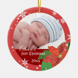 Geschenk-Foto-Verzierung des Baby-Jungen erstes Keramikornament