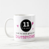 Geschenk für 11. Hochzeitstag-Schmetterling Kaffeetasse (Links)