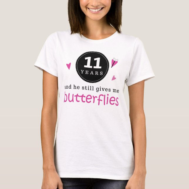 Geschenk für 11. Hochzeitstag-Schmetterling T-Shirt (Vorderseite)