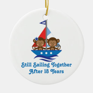 Geschenk für 18. Hochzeitstag-Affen Keramikornament