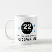 Geschenk für 22. Hochzeitstag-Schmetterling Kaffeetasse (Links)
