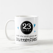 Geschenk für 23. Hochzeitstag-Schmetterling Kaffeetasse (Links)