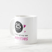 Geschenk für 25. Hochzeitstag-Schmetterling Kaffeetasse (Vorderseite Links)