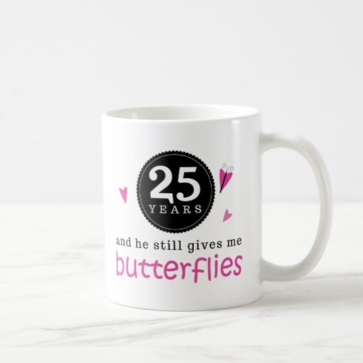 Geschenk für 25. Hochzeitstag-Schmetterling Kaffeetasse (Rechts)