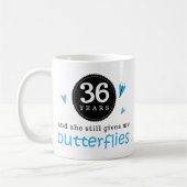 Geschenk für 36. Hochzeitstag-Schmetterling Kaffeetasse (Links)
