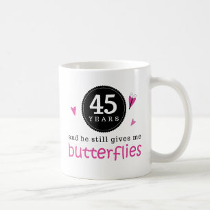 Geschenk für 45. Hochzeitstag-Schmetterling Kaffeetasse