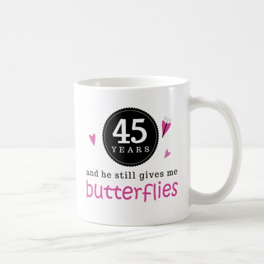 Geschenk für 45. Hochzeitstag-Schmetterling Kaffeetasse (Rechts)