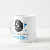Geschenk für 4. Hochzeitstag-Schmetterling Kaffeetasse (Vorderseite Links)