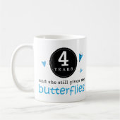 Geschenk für 4. Hochzeitstag-Schmetterling Kaffeetasse (Links)