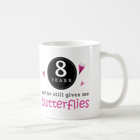 Geschenk für 8. Hochzeitstag-Schmetterling Kaffeetasse (Rechts)