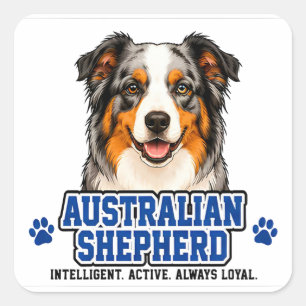 🐾 Geschenk für Australian Shepherd Besitzer🐾 Quadratischer Aufkleber