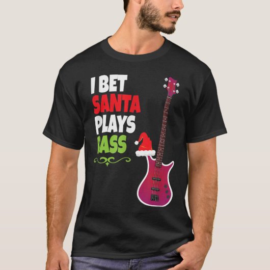 Geschenk für Bass Guitar Player Cool Weihnachten T-Shirt (Vorderseite)