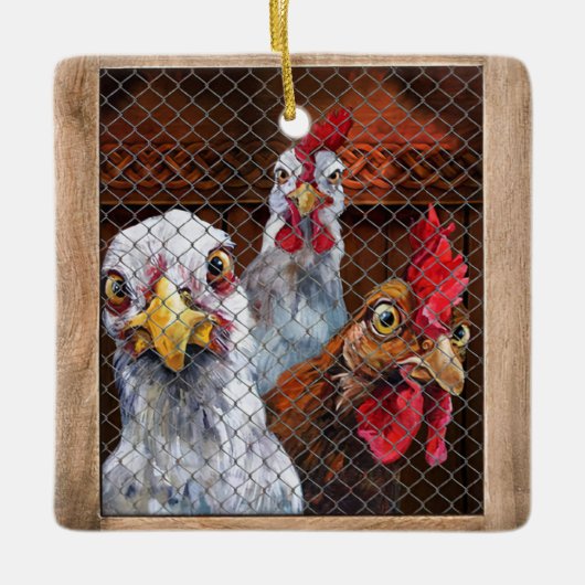 Geschenk für Bauer Hühnerrooster Hen Coop Funny Keramikornament (Vorderseite)