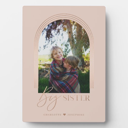 Geschenk für Big Sister Elegante Arch Foto Keepake Fotoplatte (Vorderseite)