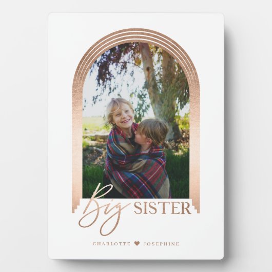 Geschenk für Big Sister Elegante Arch Foto Keepake Fotoplatte (Vorderseite)
