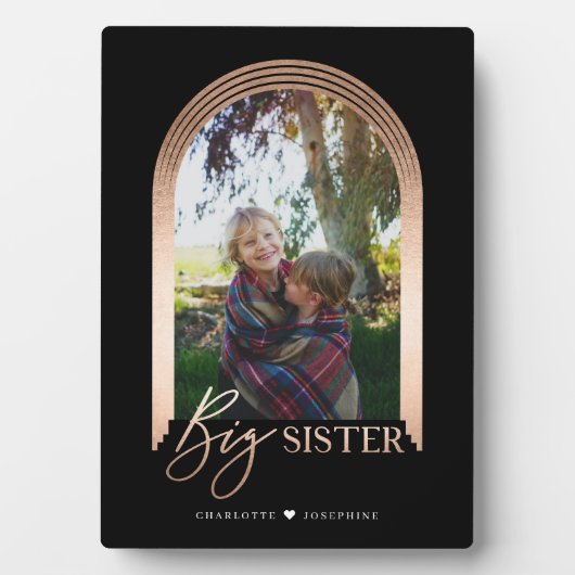 Geschenk für Big Sister Elegante Arch Foto Keepake Fotoplatte (Vorderseite)