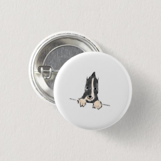 Geschenk für Border Collie-Welpen-Spitzel Button (Vorne & Hinten)