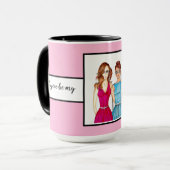 Geschenk für Bridesmaids Pink Ringer 15oz Tasse (Vorderseite Links)