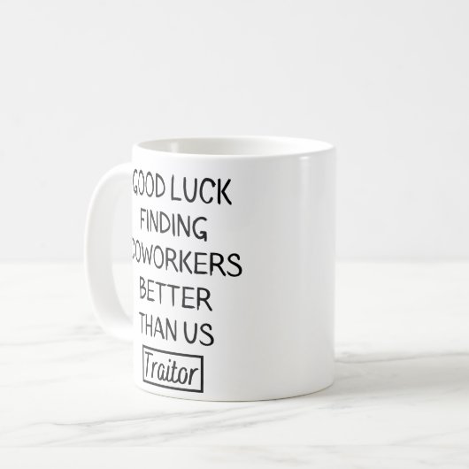 Geschenk für Coworker Abfahrt, Geschenk Kaffeetasse (Vorderseite Links)