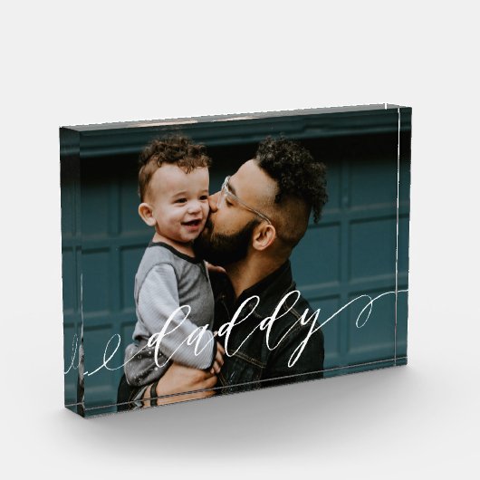 Geschenk für Daddy | Daddy Script Calligraphy Keep Fotoblock (Links)