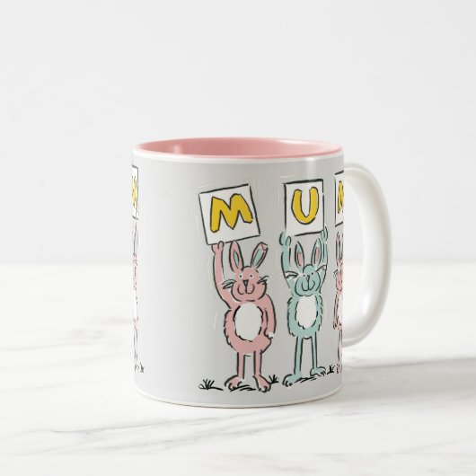 Geschenk für das Design von lustigen Kaninchen Zweifarbige Tasse (VorderseiteRechts)
