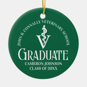 Geschenk für den Abschluss von Custom Green Veteri Keramik Ornament