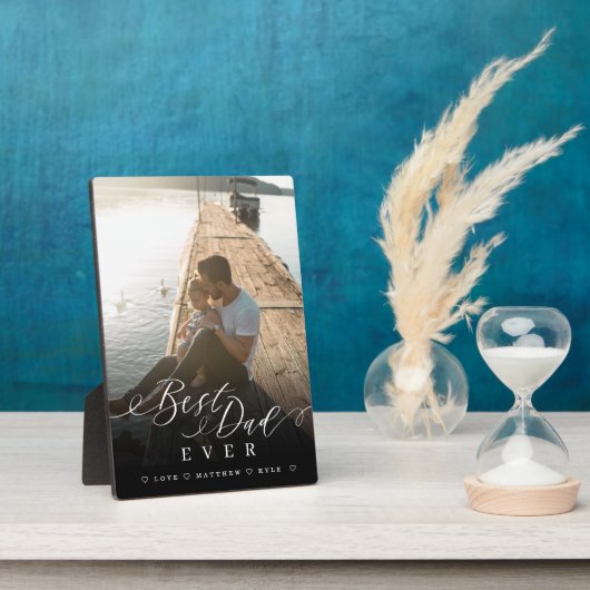 Geschenk für den besten Vater je Elegantes Script  Fotoplatte (Seite)