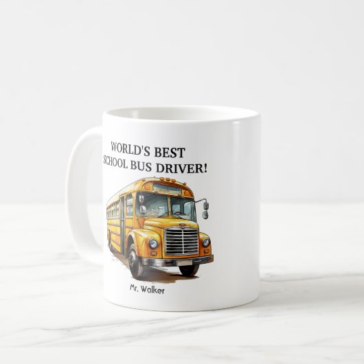 Geschenk für den personalisierten Schulbusfahrer Kaffeetasse (Vorderseite Links)