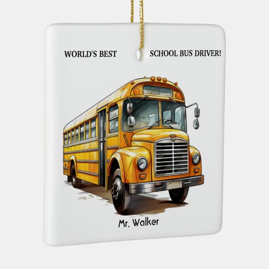 Geschenk für den personalisierten Schulbusfahrer Keramikornament (Rechts)