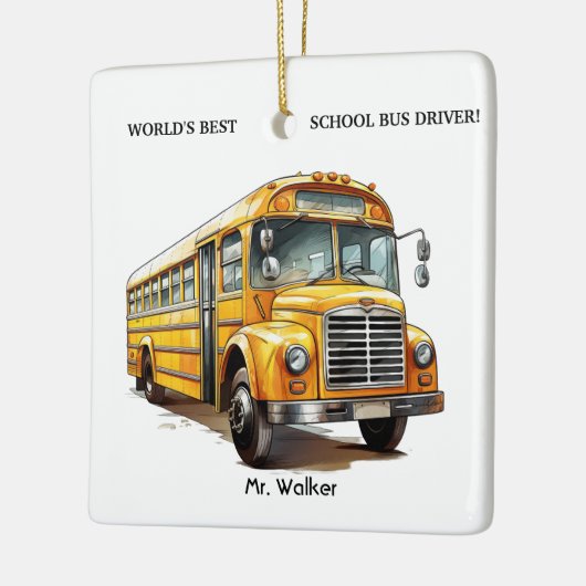 Geschenk für den personalisierten Schulbusfahrer Keramikornament (Links)