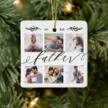 Geschenk für den Vater | Familienzusammenhängung Keramikornament<br><div class="desc">Schickt ein wunderschönes personalisiertes Geschenk an euren Vater (Vater), das er für immer schätzen wird. Spezielle personalisierte Kollektion aus Foto, um Ihre eigenen Fotos und Erinnerungen zu zeigen. Unser Design zeichnet sich durch ein einfaches 6 Foto Collage Grid Design mit "Vater" entworfen in einem schönen handgeschriebenen schwarzen Skript Stil. Passen...</div>