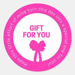 Geschenk für dich Aufkleber mit rosa Schleife - Da