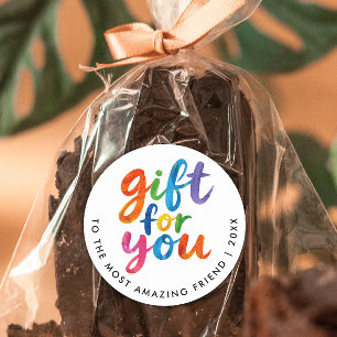 Geschenk für dich Lustige künstlerische farbenfroh Runder Aufkleber