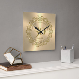 Geschenk für die 50. Hochzeitstag Quadratische Wanduhr