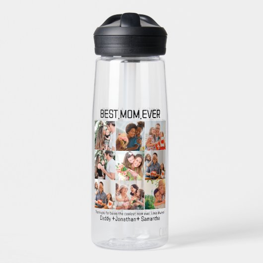 Geschenk für die beste Mama je FotoCollage Trinkflasche (Vorne)