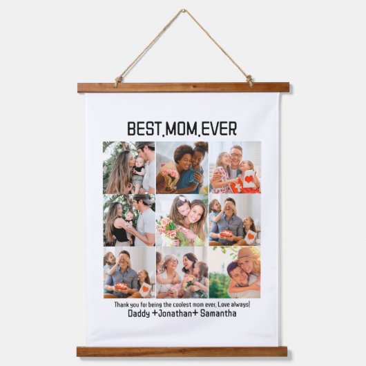 Geschenk für die beste Mama je FotoCollage Wandteppich Mit Holzrahmen (Vorderseite)