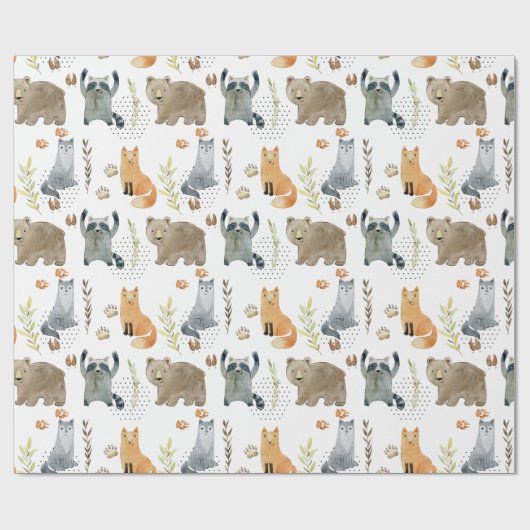 Geschenk für die bezauberten Waldtiere Babydusche Geschenkpapier (Flach)