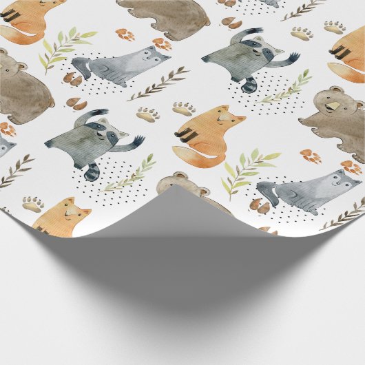 Geschenk für die bezauberten Waldtiere Babydusche Geschenkpapier (Ecke)