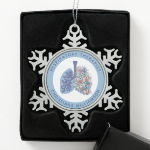 Geschenk für die blorale Lunge Schneeflocken Zinn-Ornament
