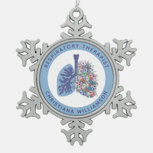 Geschenk für die blorale Lunge Schneeflocken Zinn-Ornament (Vorderseite)
