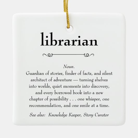Geschenk für die Definition von Bibliotheken Keramikornament (Vorderseite)